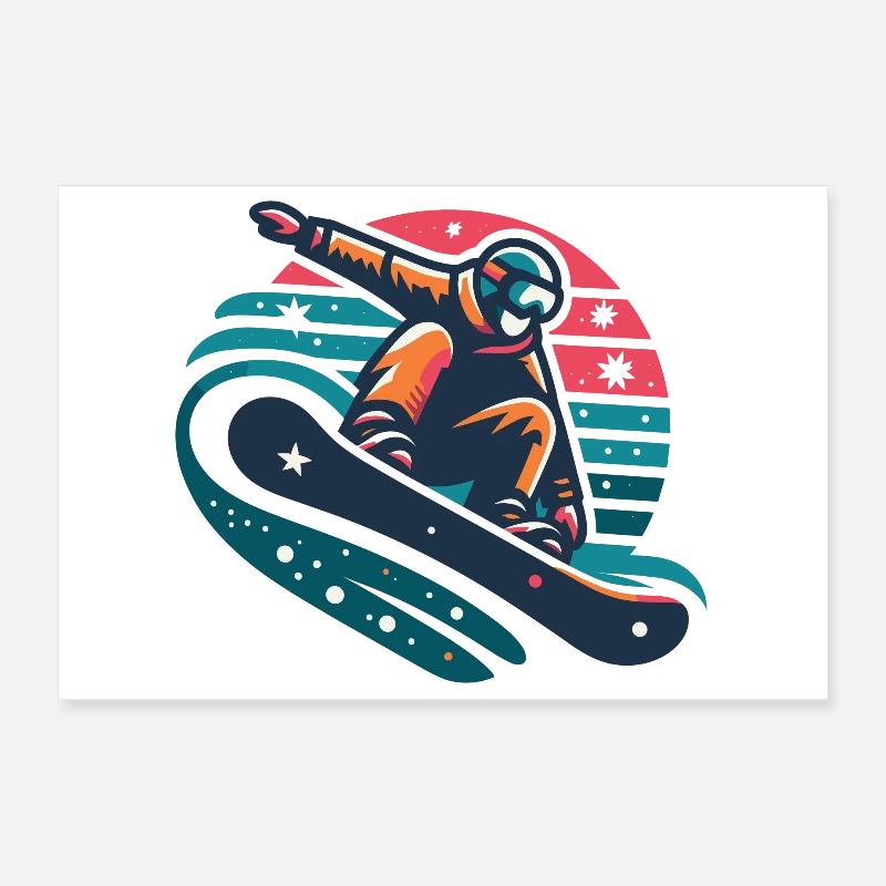 Illustration animée de snowboarder dynamique Poster 30 x 20 cm