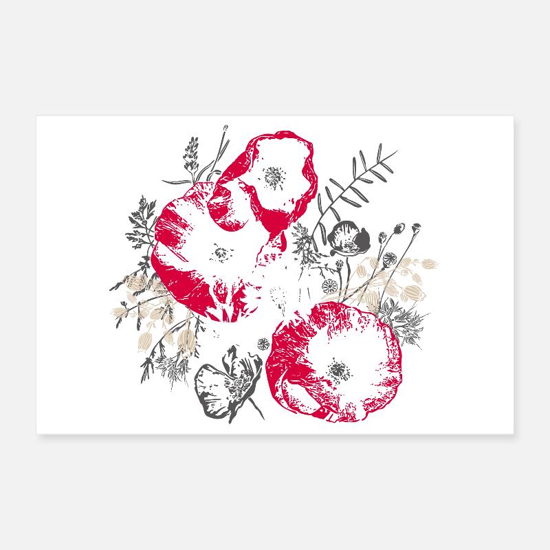 Coquelicots Bleuets Fleurs sauvages Poster 30 x 20 cm