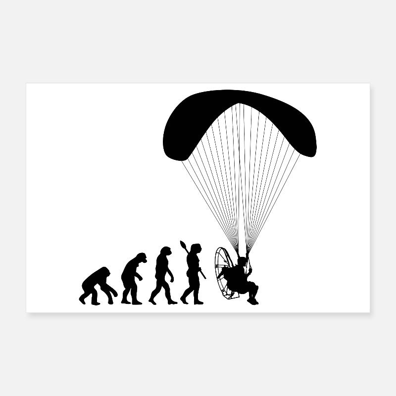 Paramoteur Évolution humaine drôle Poster 30 x 20 cm