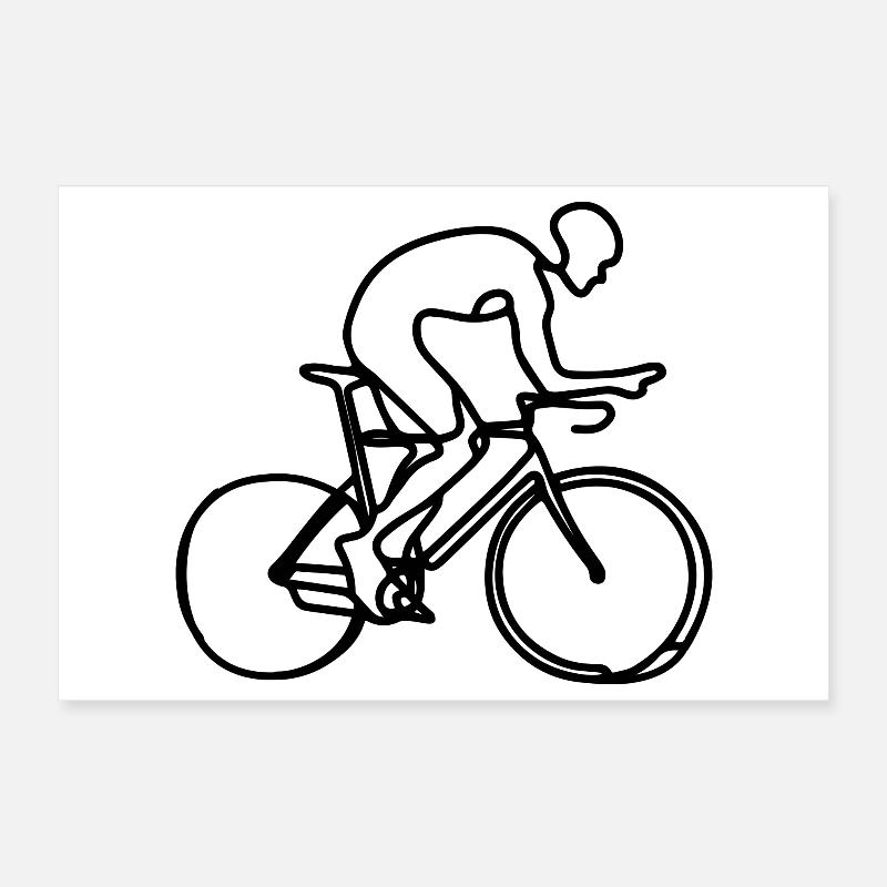 Cyclist Drawing Poster 12" x 8" (30x20 cm)