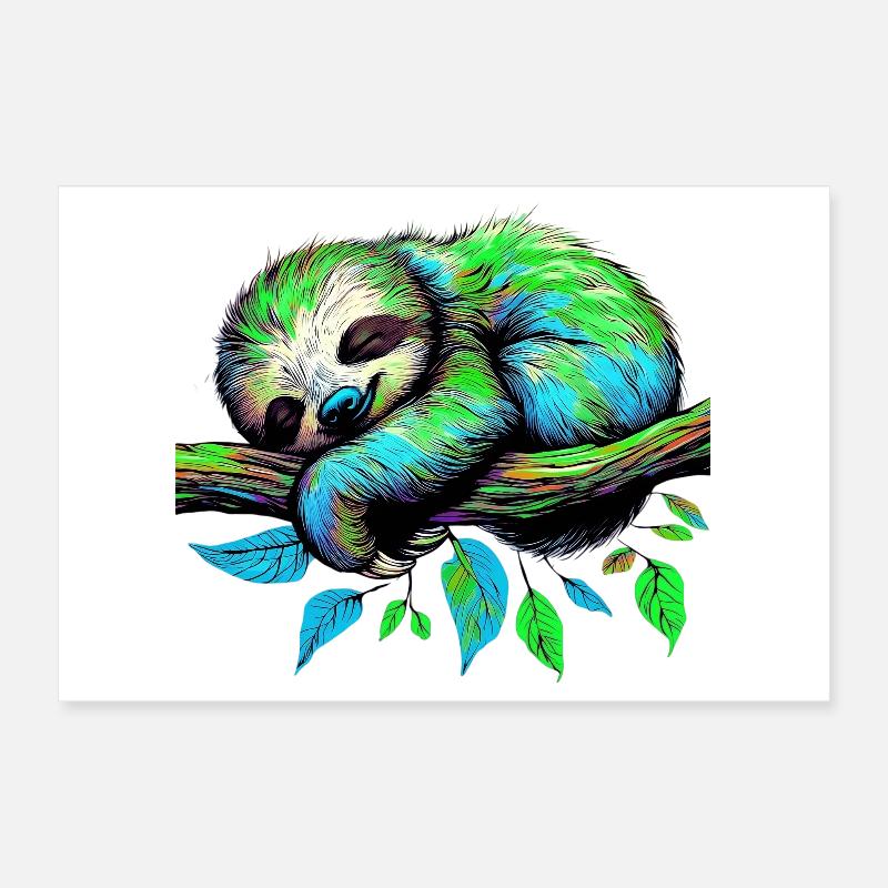 Sloth Poster 12" x 8" (30x20 cm)