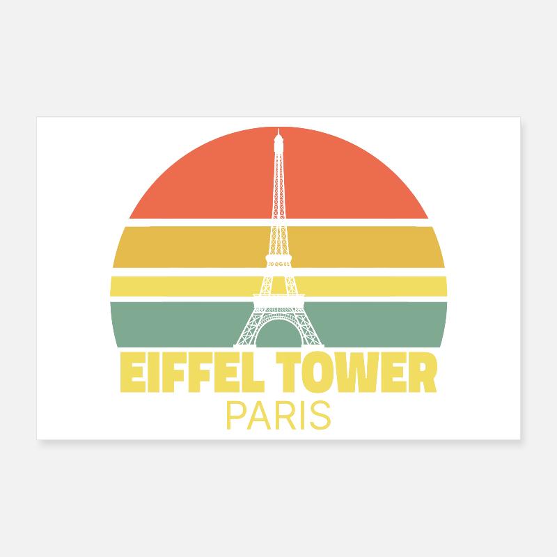 Tour Eiffel Paris Silhouette Rétro Poster 30 x 20 cm
