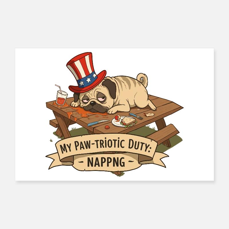 Pug Nap Poster 12" x 8" (30x20 cm)