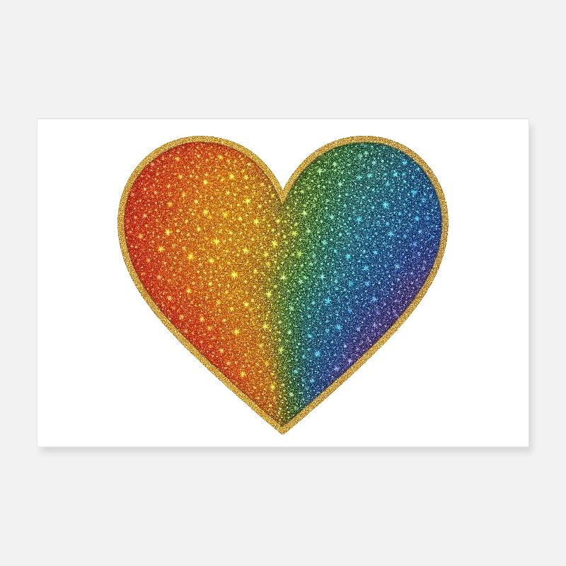 Conception de cœur arc-en-ciel étincelant Poster 30 x 20 cm