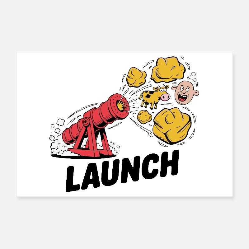 Comic Dinosaur Cannon Explosion Design Poster 30 x 20 cm