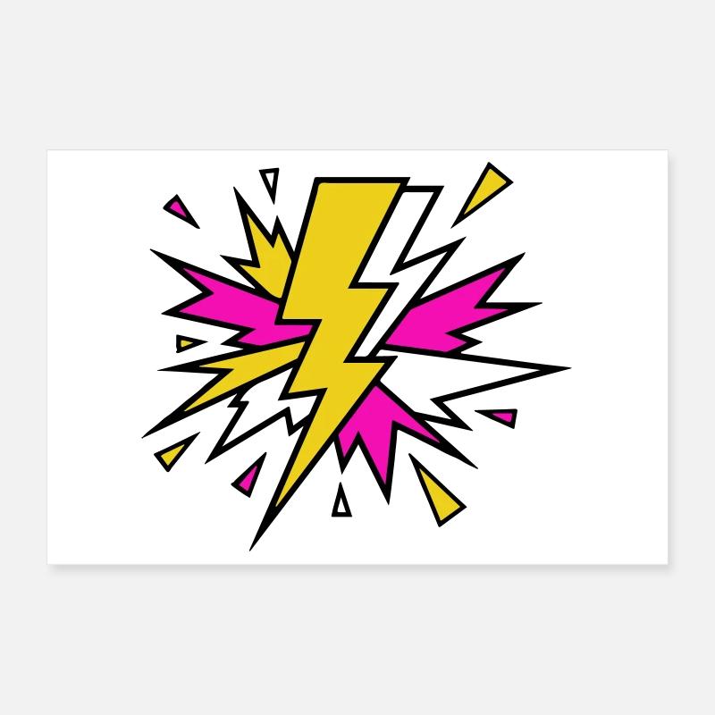 Gelber Strahl Neon-Explosion Poster 30x20 cm