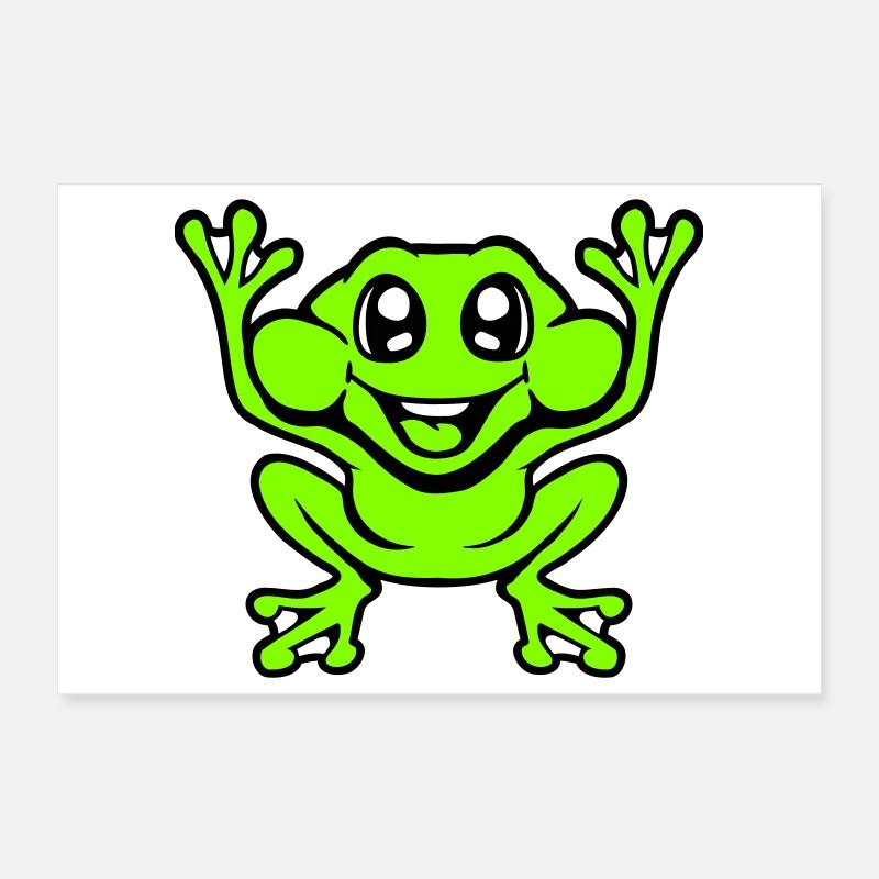 Frosch Kröte lacht lustig springt glücklich Comic  Poster 30x20 cm