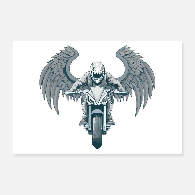 Engel Flügel Motorrad Poster 30x20 cm