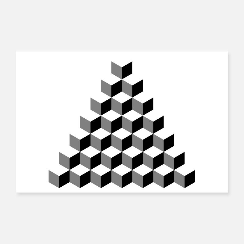 Isometric Cube Pyramid Poster 12" x 8" (30x20 cm)