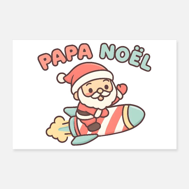 Der Weihnachtsmann in Retro Rocket Poster 30x20 cm
