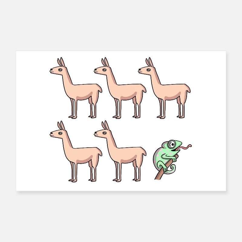 Llama Chameleon Poster 12" x 8" (30x20 cm)