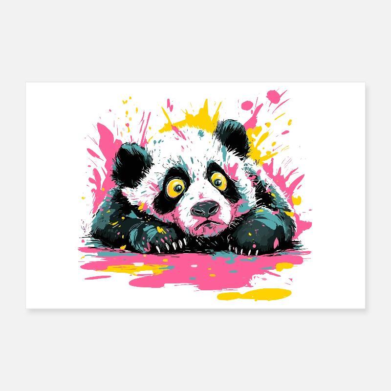 Panda Splash Pop-Art Farbspritzer Poster 30x20 cm