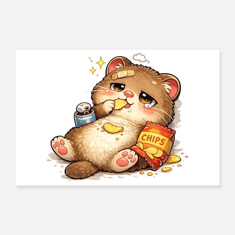 Chat amoureux des biscuits Poster 30 x 20 cm