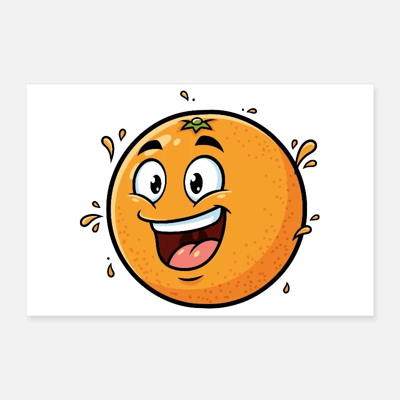 Caricature orange joyeuse Poster 30 x 20 cm
