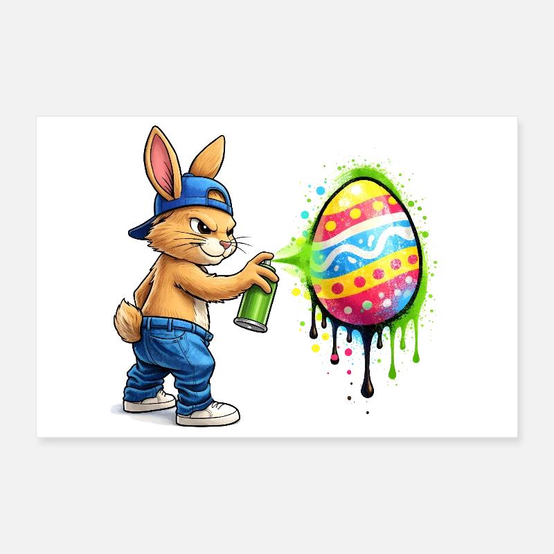 Graffiti Hase mit Osterei Poster 30x20 cm