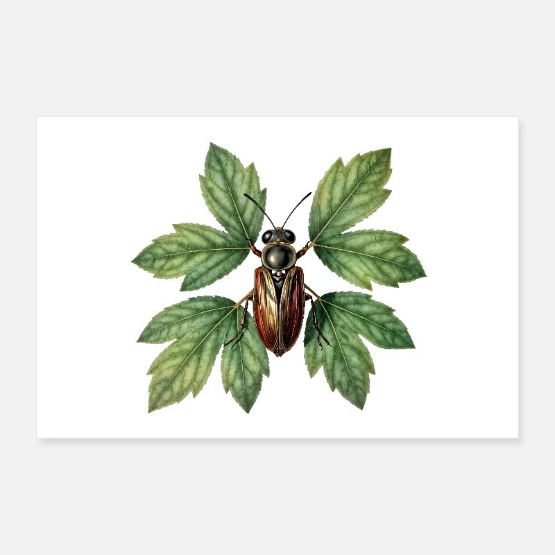 Insecte coléoptère sur feuillage verdoyant Poster 12" x 8" (30x20 cm)