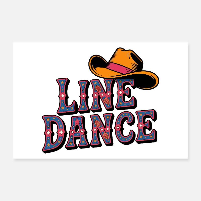Line Dance Cowboyhut Poster 30x20 cm