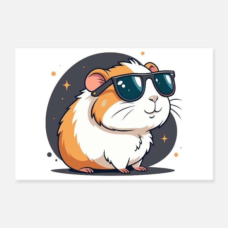 Cool hamster with dark glasses Poster 12" x 8" (30x20 cm)