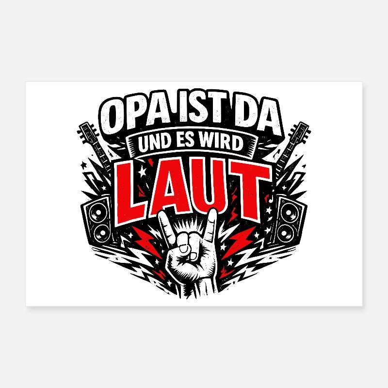 Opa ist da und es wird laut im Rock Style Poster 30x20 cm