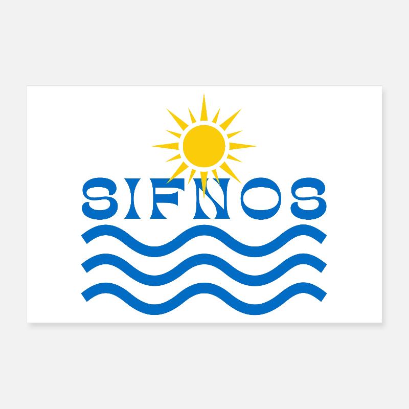 Sifnos Sun and Waves Emblem Poster 12" x 8" (30x20 cm)
