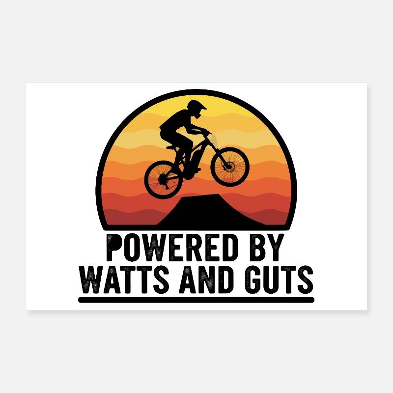 Puissance de saut du vélo électrique E-VTT Sunset Poster 30 x 20 cm