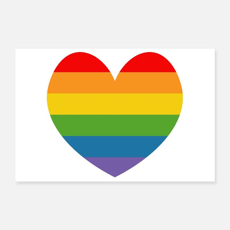 rainbow flag heart heart LGBT lgbtqi queer Poster 12" x 8" (30x20 cm)