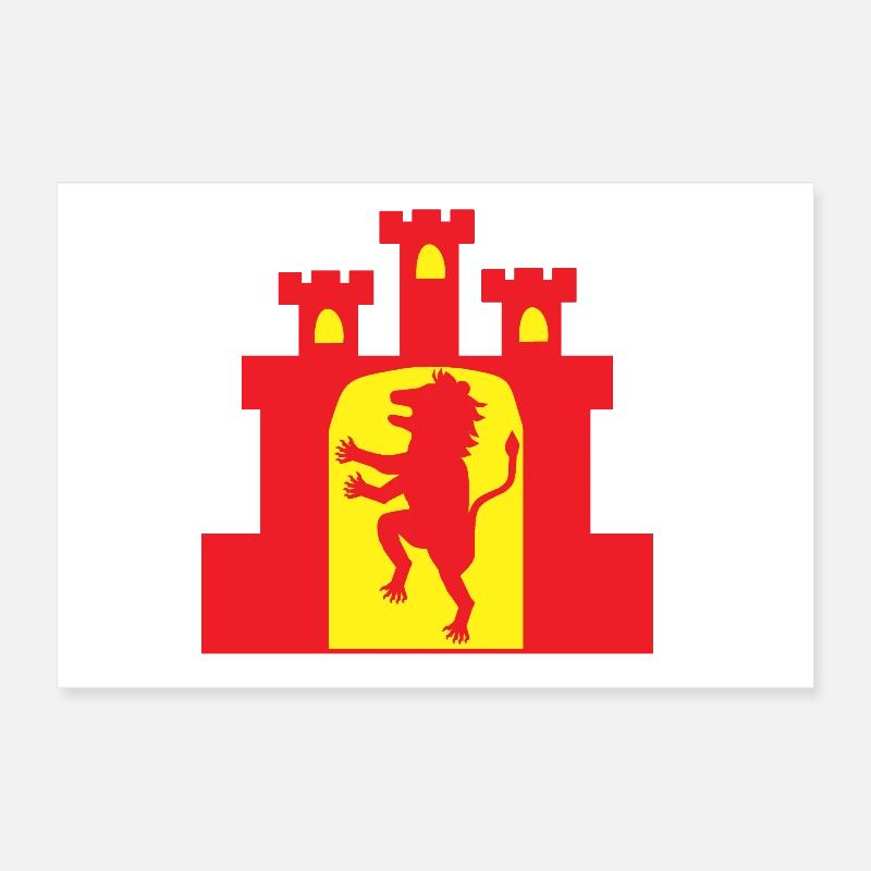 León et Castilla en rouge et jaune Poster 30 x 20 cm