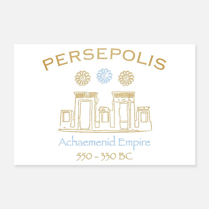 Persepolis, Ancient Persia, today Iran, drawing Poster 12" x 8" (30x20 cm)