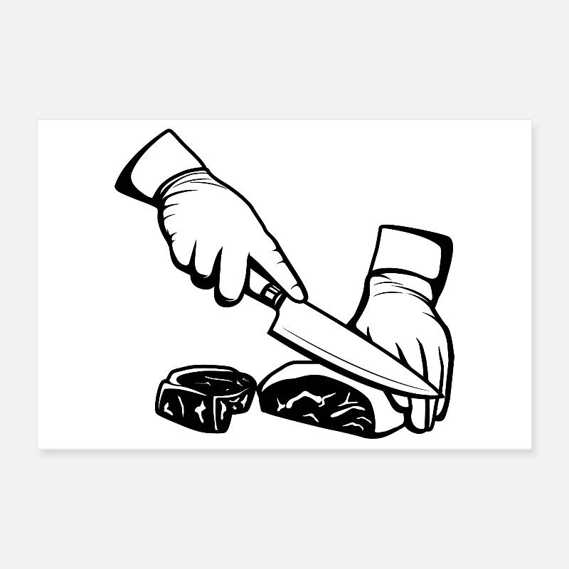 Fleisch schneiden Poster 30x20 cm