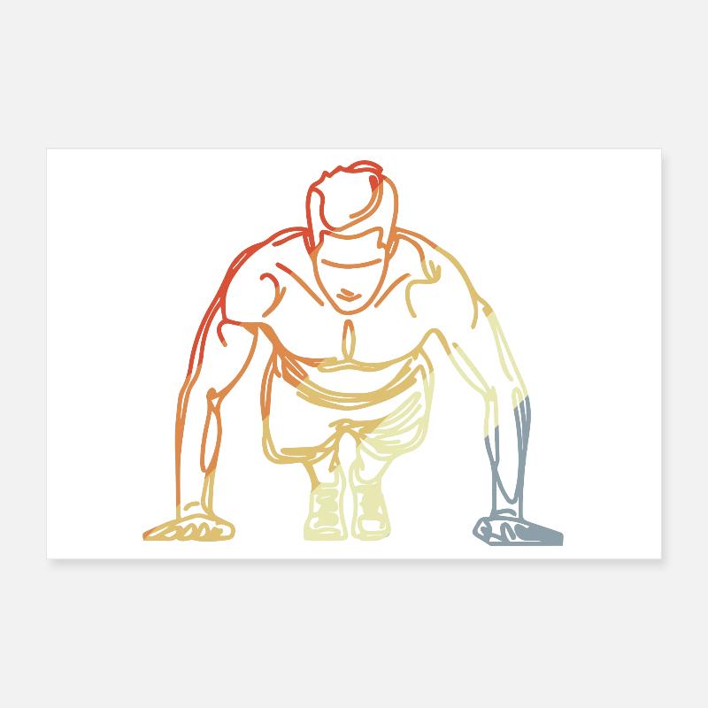 Vintage Bodybuilder Drawing Poster 12" x 8" (30x20 cm)