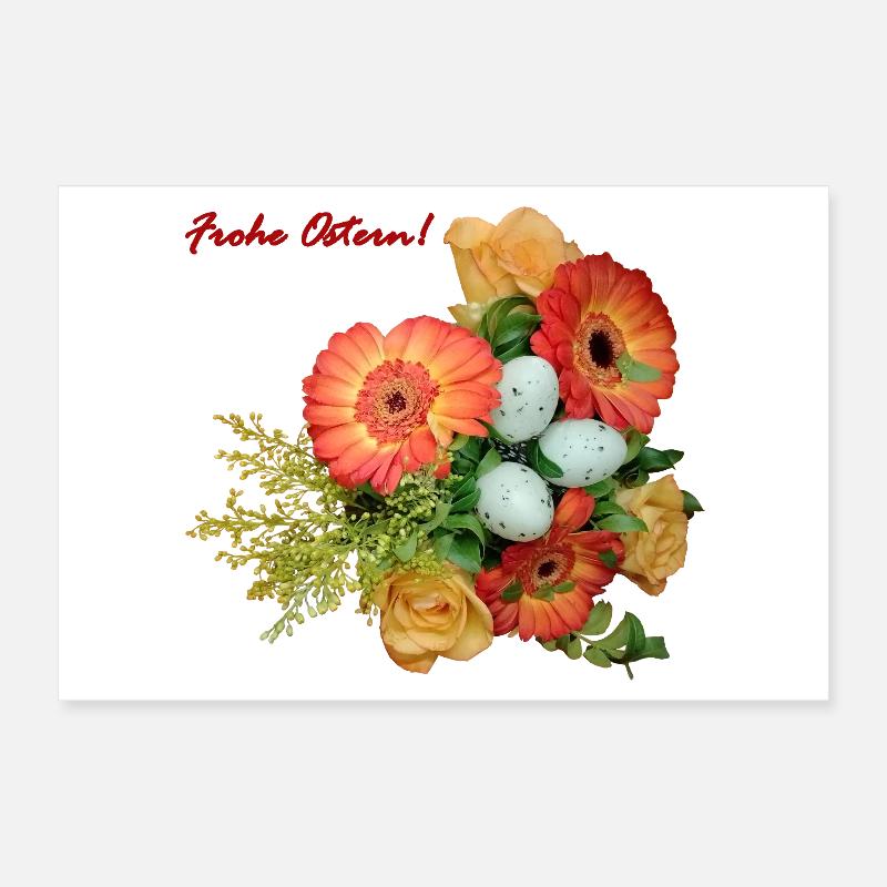 Happy Easter Flower Mix Poster 12" x 8" (30x20 cm)