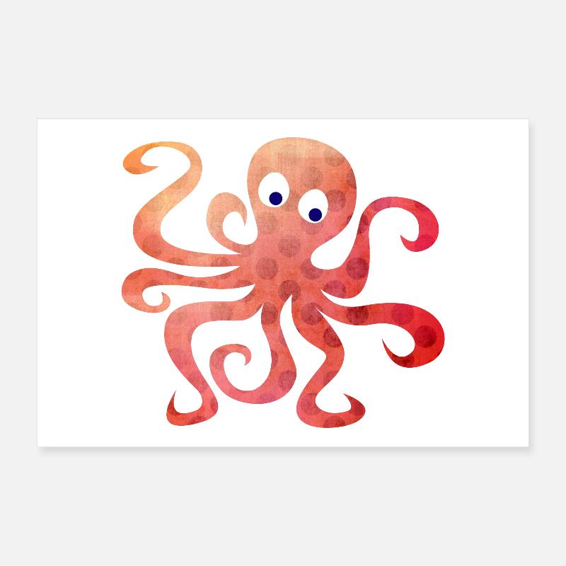 Octopus Dots Squid Tentacle Comic Poster 12" x 8" (30x20 cm)