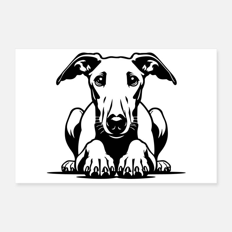 Whippet Head with Paws Poster 12" x 8" (30x20 cm)