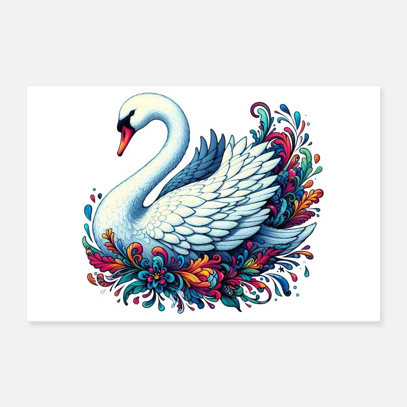 Swan Poster 12" x 8" (30x20 cm)