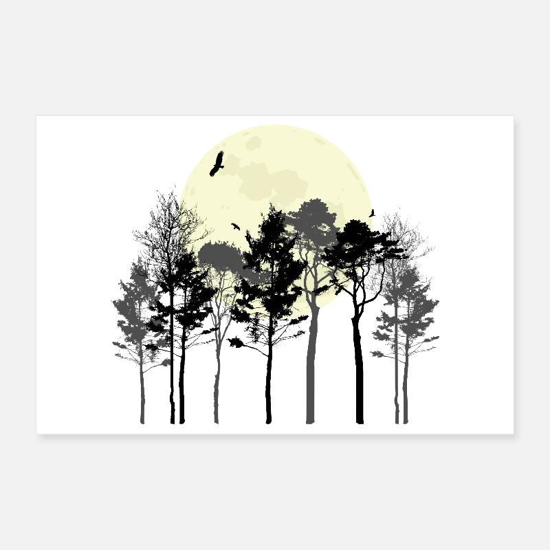 Celestial Forest Silhouette Design Poster 12" x 8" (30x20 cm)