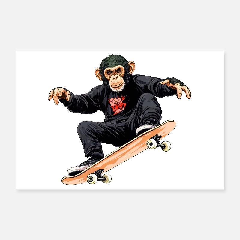 Affe Skateboard Poster 30x20 cm
