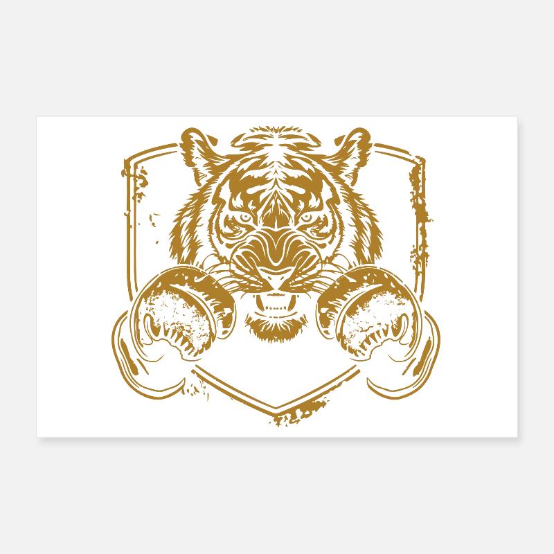 Kriegerischer Tiger mit Schild Poster 30x20 cm