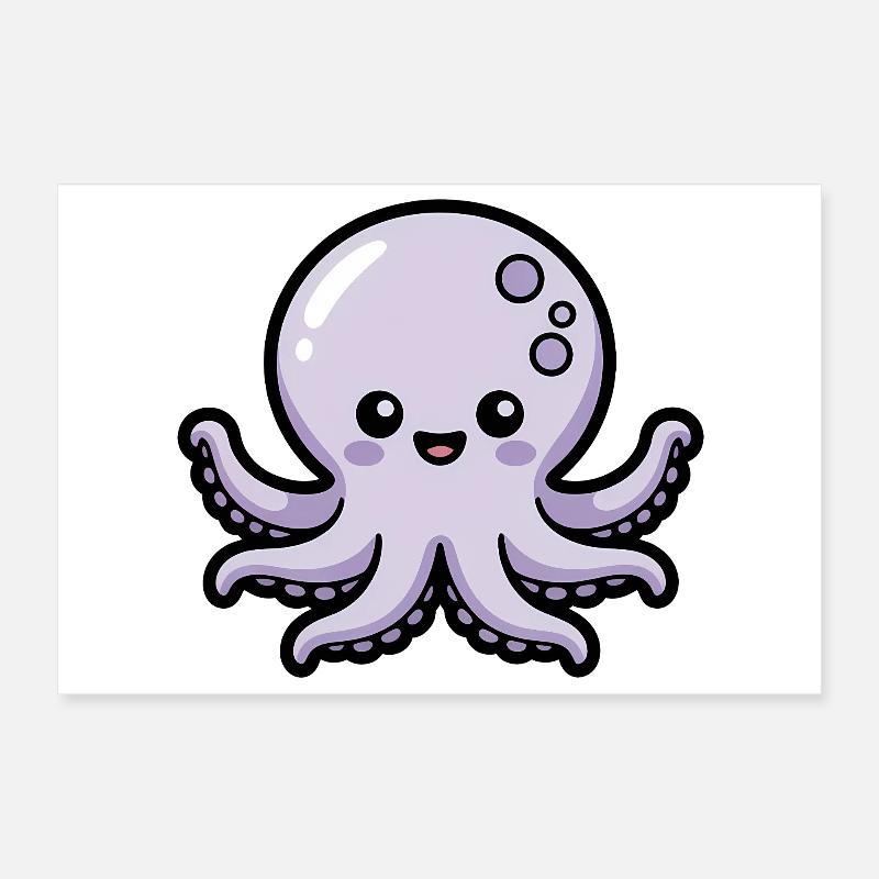 Cute Cartoon Octopus Poster 12" x 8" (30x20 cm)