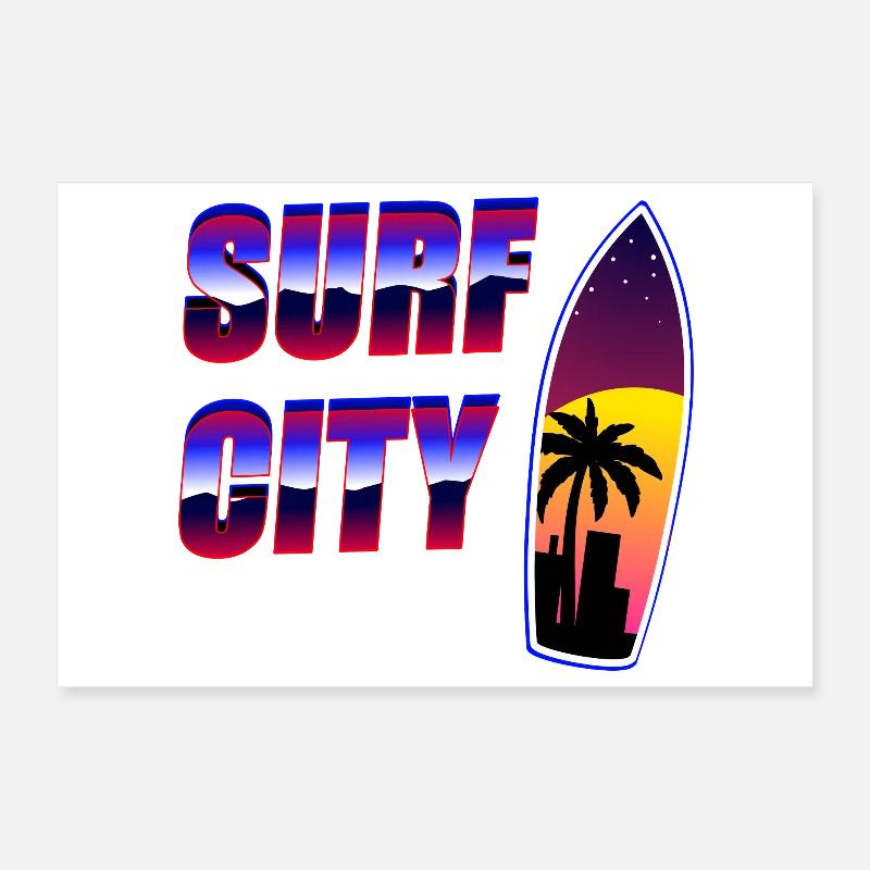 Surfer Stadt Retro Poster 30x20 cm