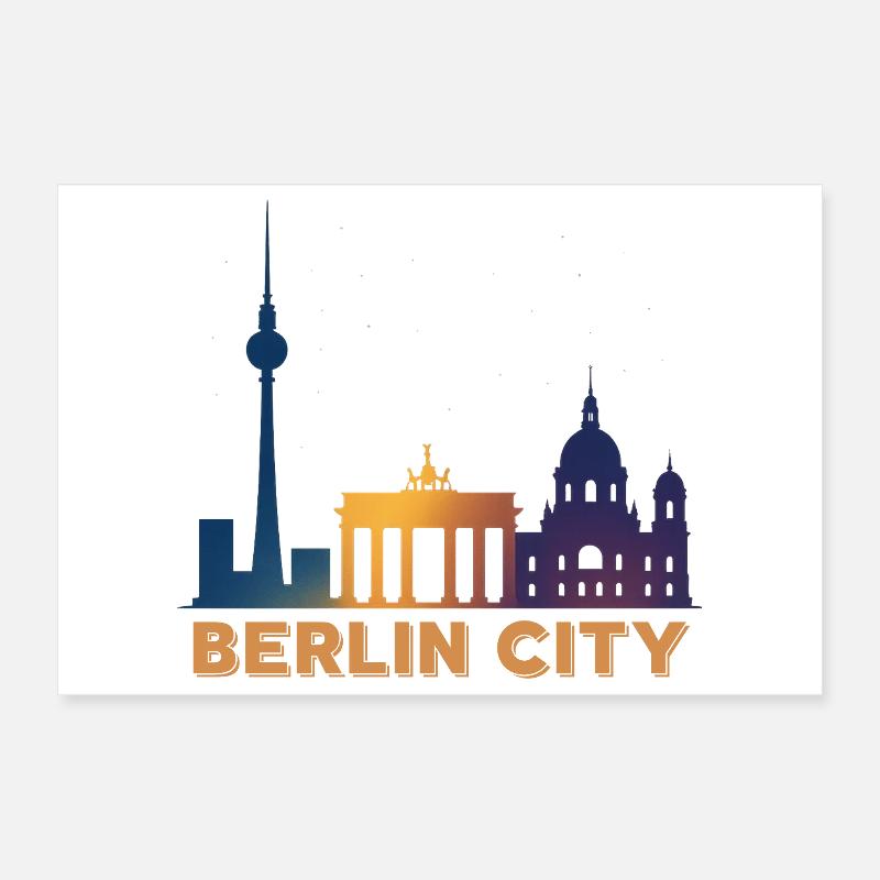 Silhouette de la silhouette de la ligne d’horizon de Berlin Poster 30 x 20 cm