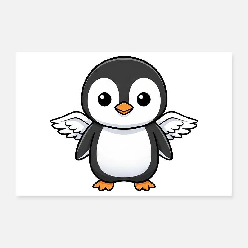 Mignon ange pingouin de Noël avec des ailes dessin animé Poster 30 x 20 cm