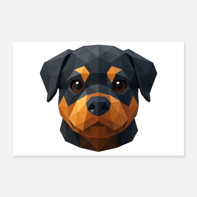 Chiot Rottweiler mignon – Polygon Dog Design Poster 30 x 20 cm