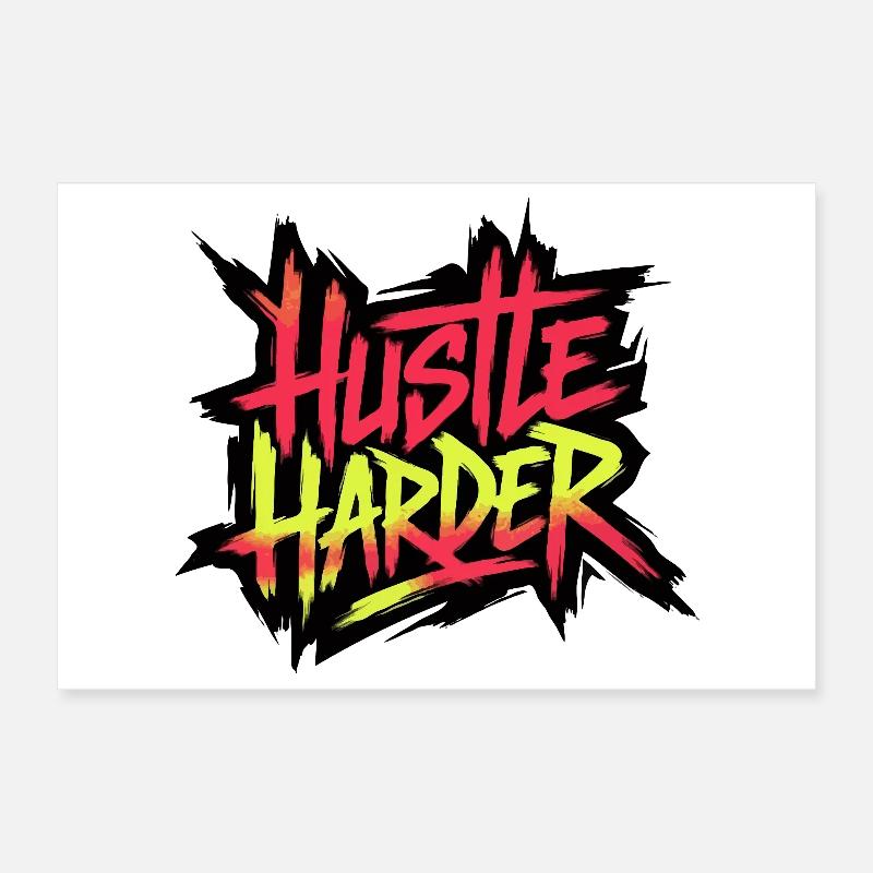 Hustle Neon Graffiti Poster 30 x 20 cm