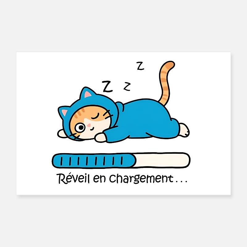 Katzenwecker wird aufgeladen... Poster 30x20 cm
