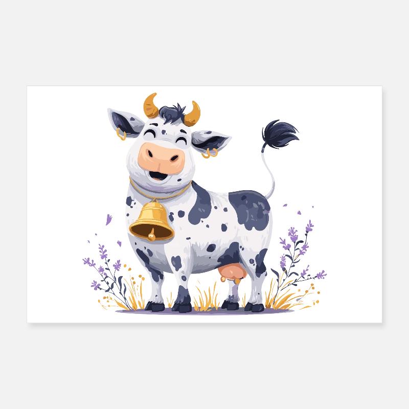 Vache drôle avec la clochette Poster 30 x 20 cm