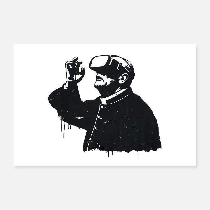 Priester mit VR Brille – Glaube trifft Zukunft Poster 30x20 cm