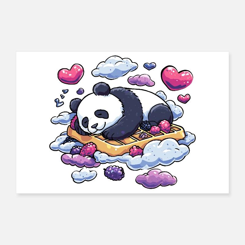 Panda Dream on Waffle Clouds Poster 12" x 8" (30x20 cm)