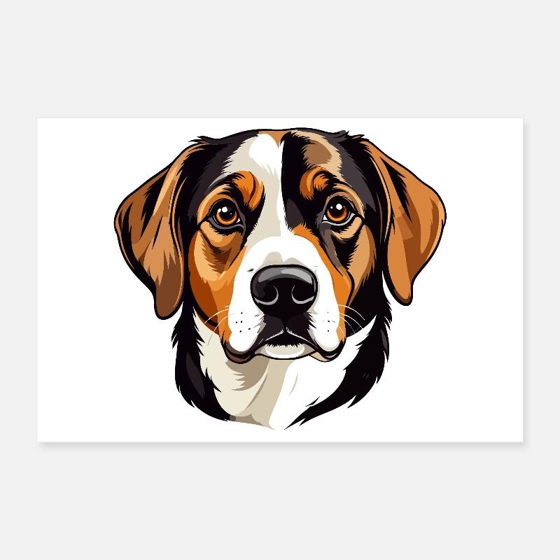 Illustration vectorielle de tête de beagle Poster 30 x 20 cm