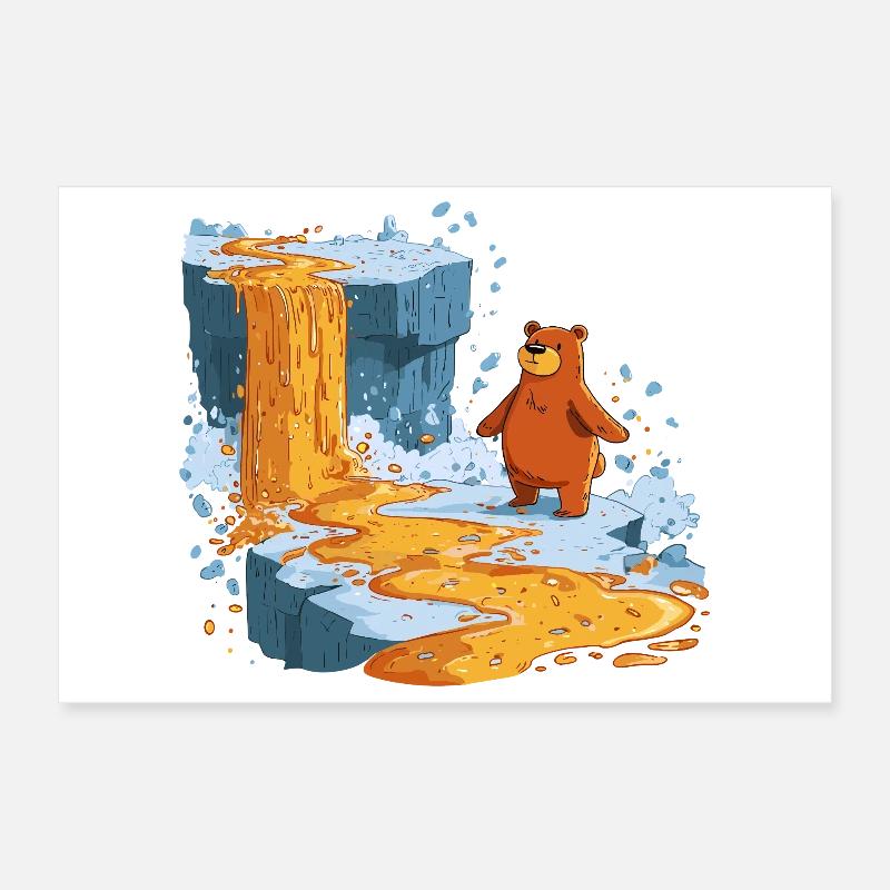 Bär am Lavastrom auf Eis Poster 30x20 cm
