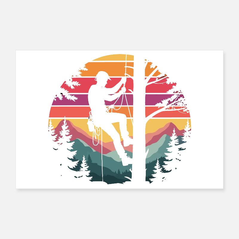 Climbers in Sunset Forest Poster 12" x 8" (30x20 cm)